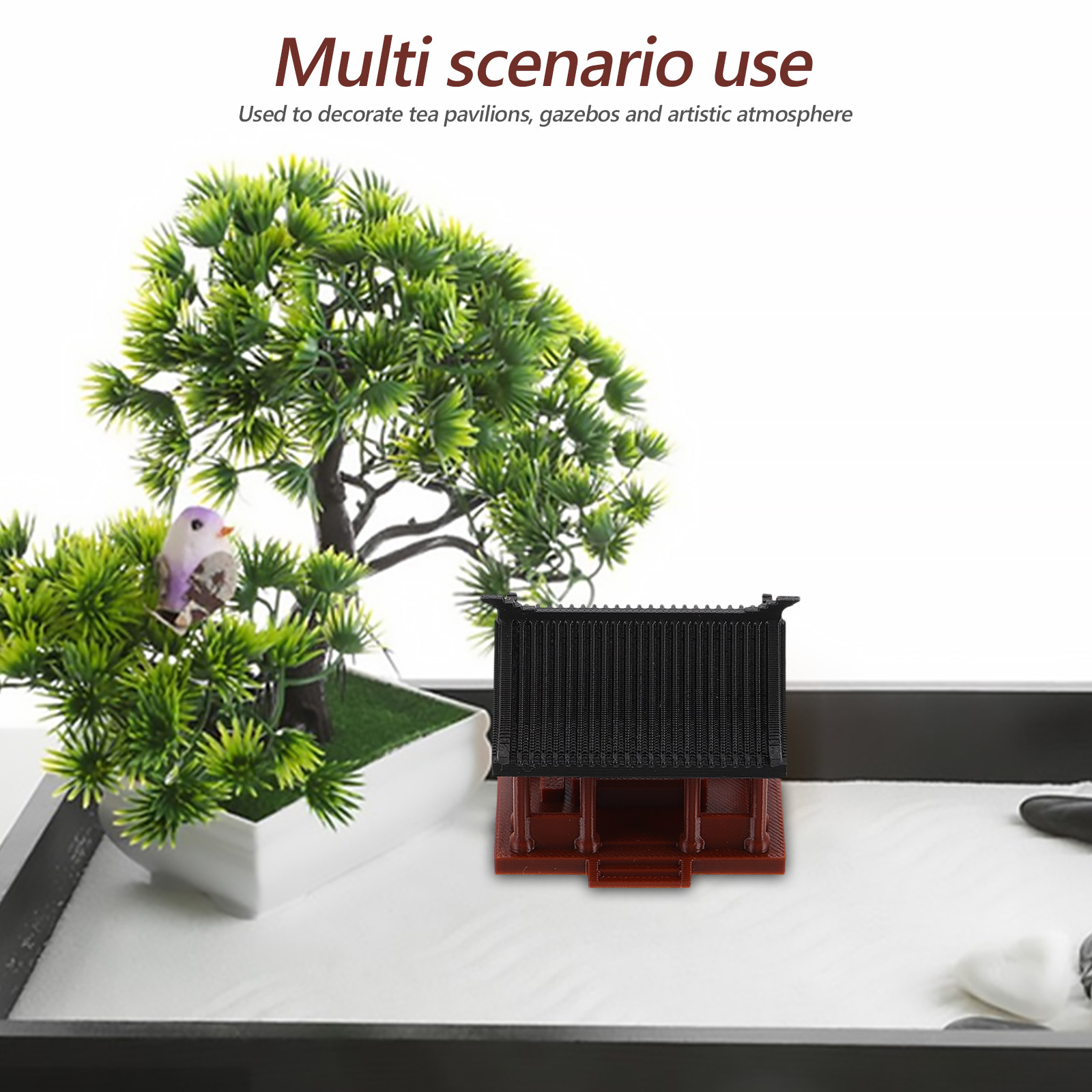 Bonsai Garden Set Up - Escultura de Pabellón Asiático, Mini Ornamento