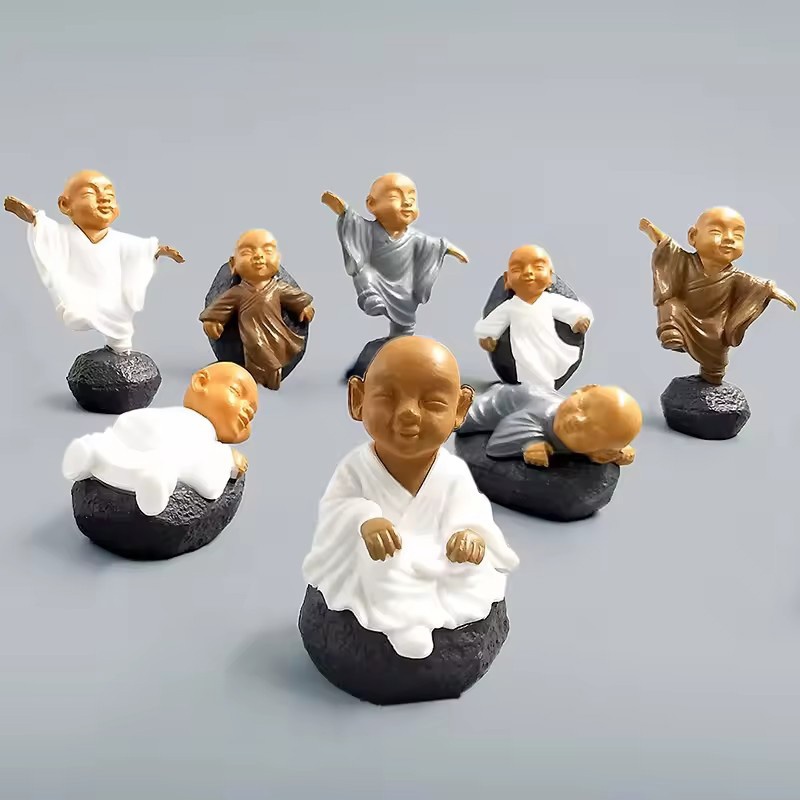 Bonsai Garden Art - Figurita de monje chino Kong Fu,