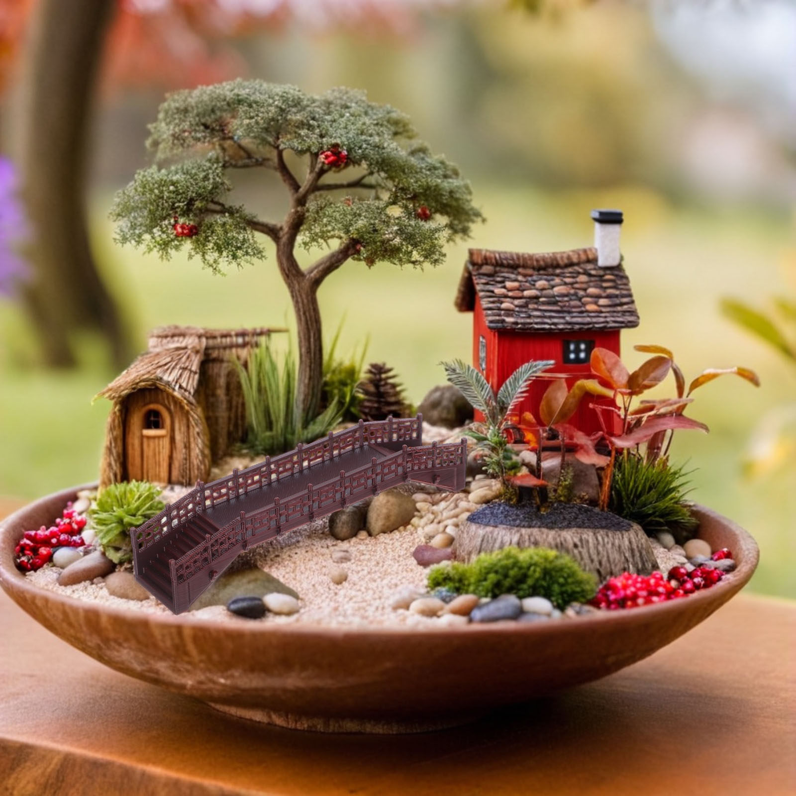 Bonsai Garden Set Up - Elegante Adorno de Mini Puente Arqueado